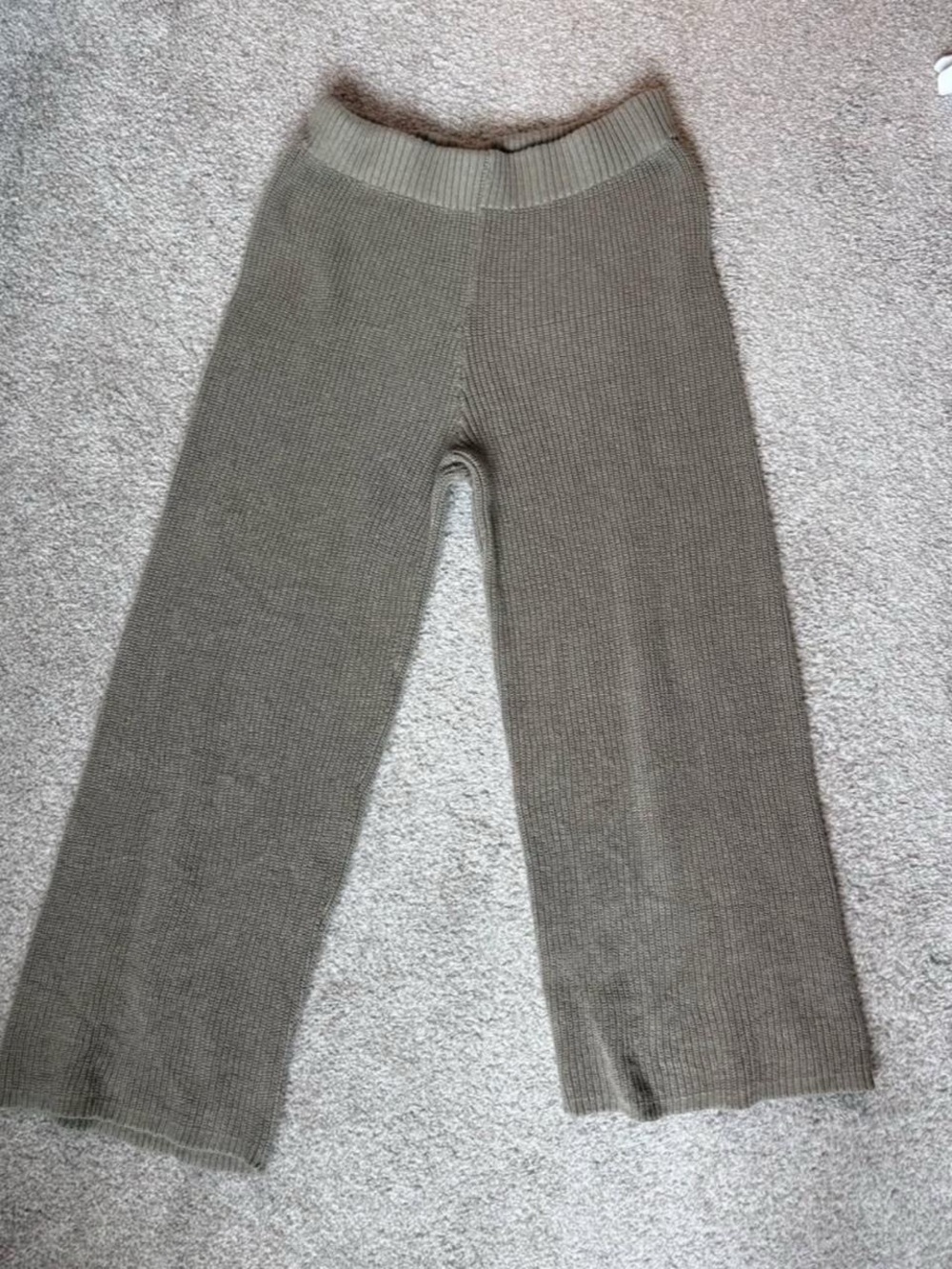 Blu Pepper Olive Rib Knit Kids Wide-Leg Sweatpants
